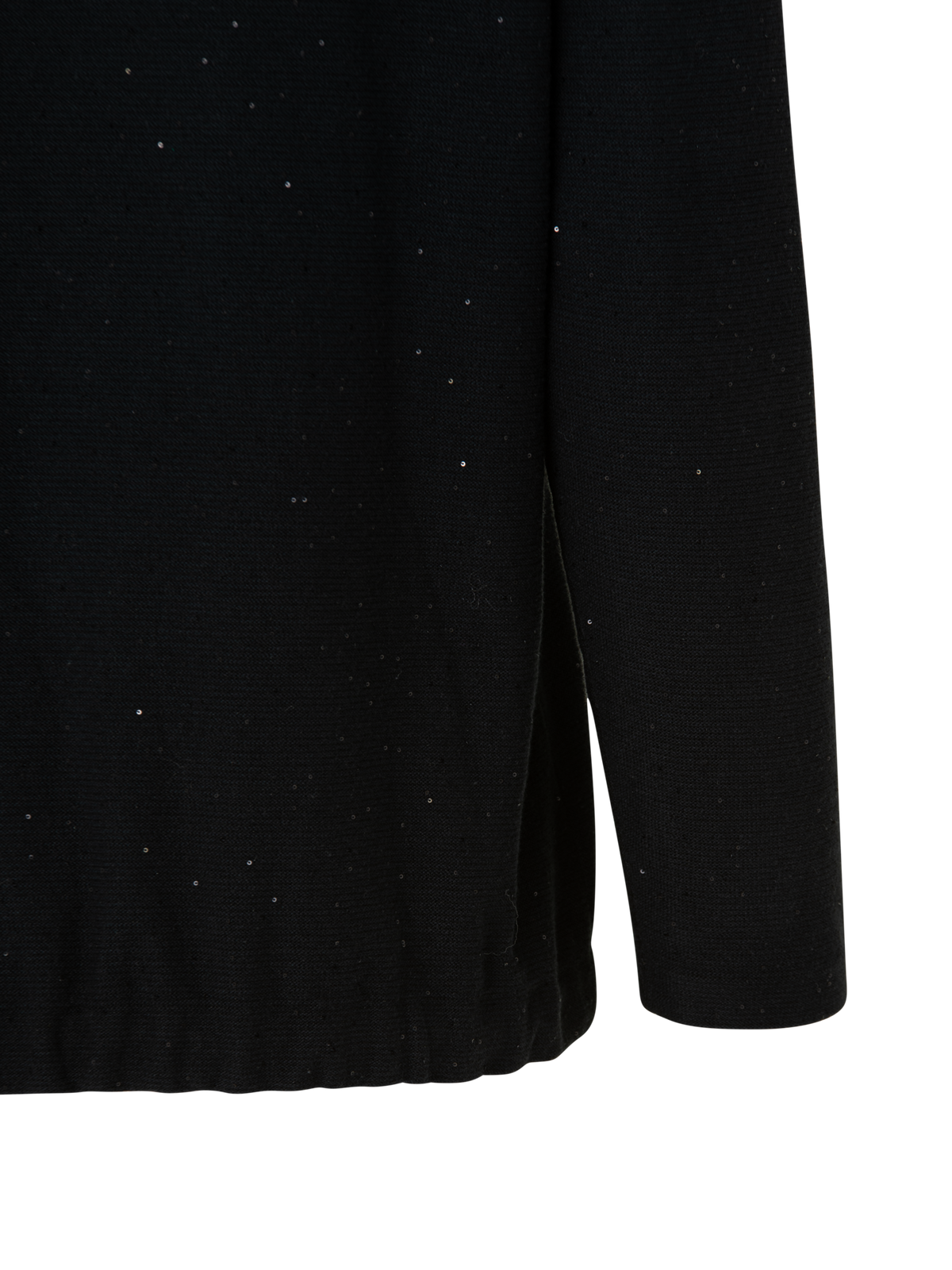 Designer Oversized Linen Blend Pullover with Fine Sequins and Drawstring Hem - black