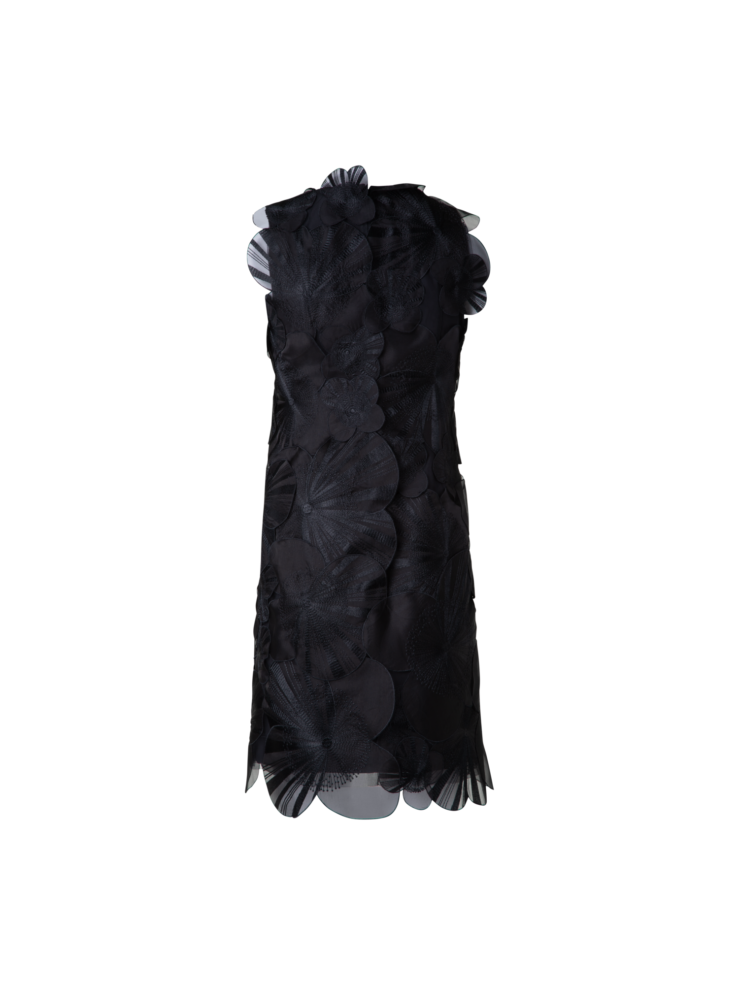 Designer Short Sheath Dress with Poppy Embroidery - black