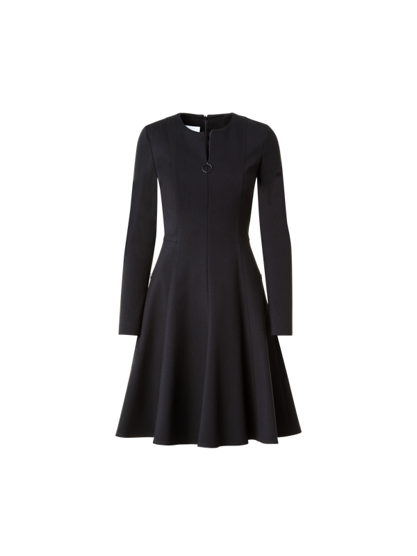 Designer Mixed Media Jersey Day Dress - black