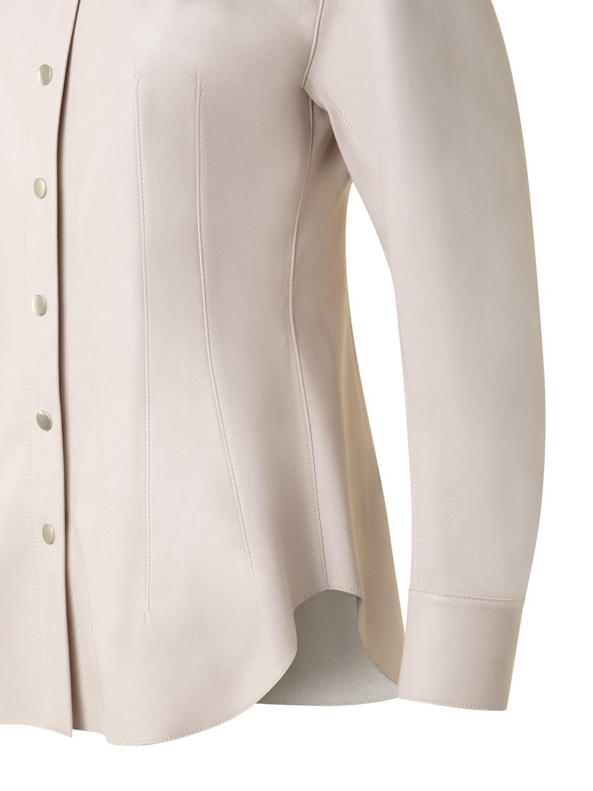 Designer Fitted Leather Blouse - neutral - pastel - beige