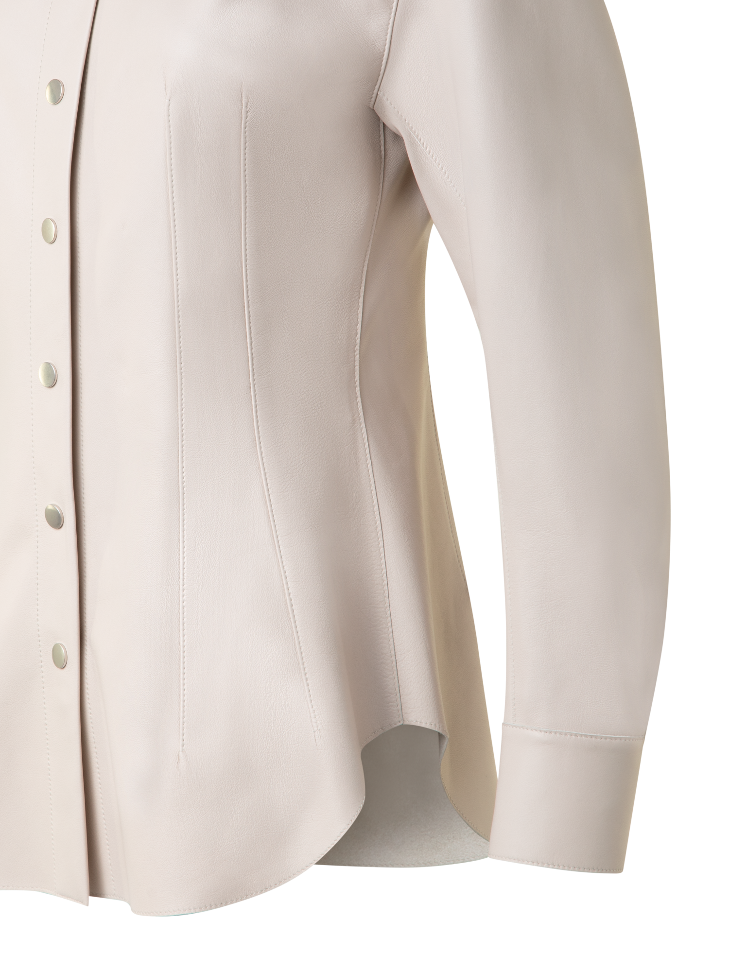 Designer Fitted Leather Blouse - neutral - pastel - beige