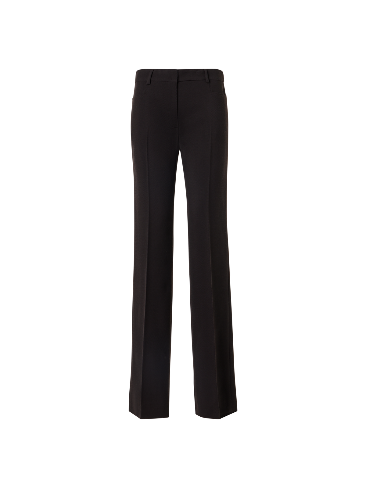 Designer Wool Tricotine Pants with Front Piping - brown