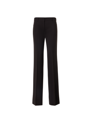 Designer Wool Tricotine Pants with Front Piping - brown
