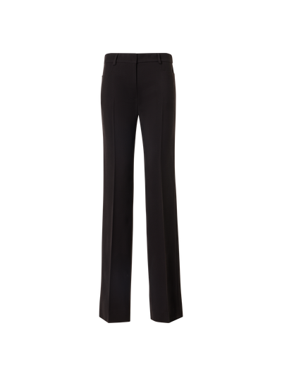Designer Wool Tricotine Pants with Front Piping - brown