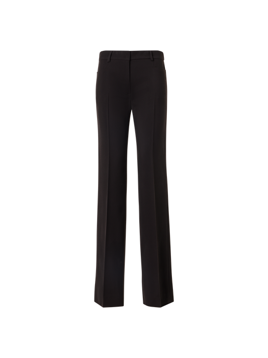 Designer Wool Tricotine Pants with Front Piping - brown
