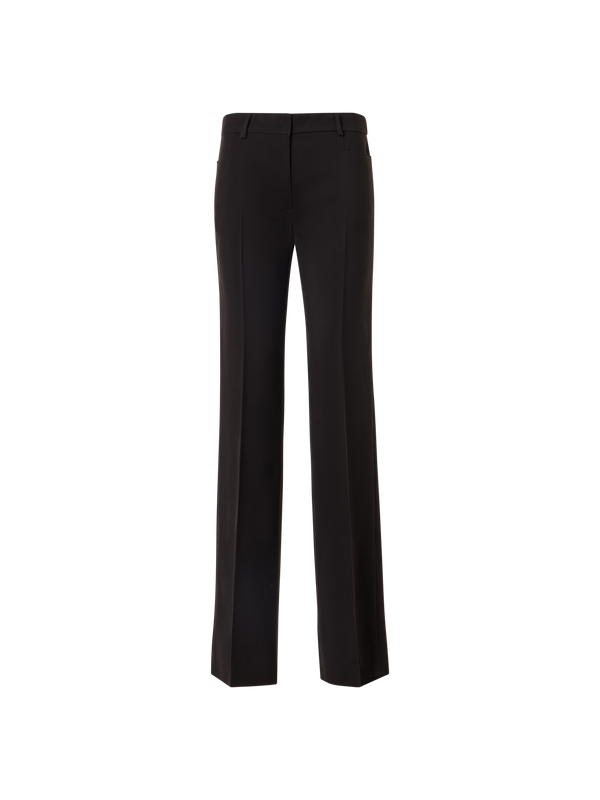 Designer Wool Tricotine Pants with Front Piping - brown