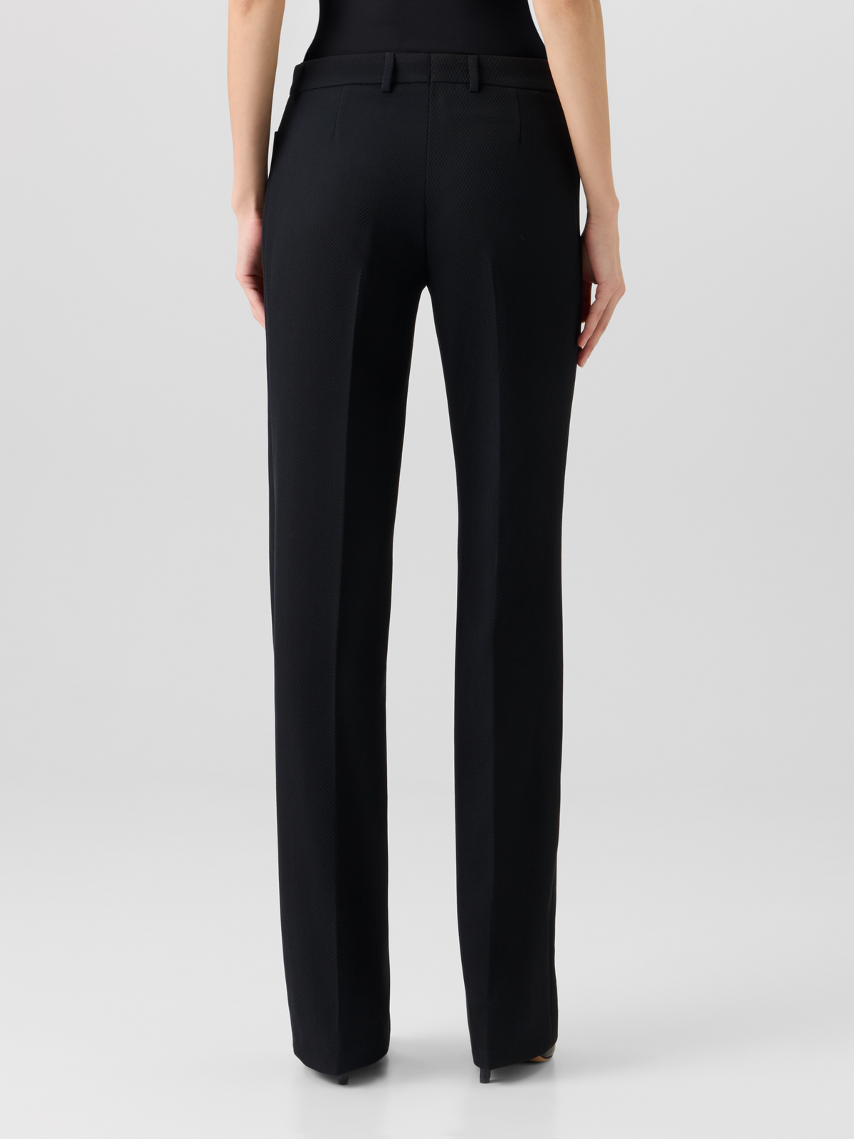 Designer Mikka Straight-Leg Pants in Wool Tricotine - black #editorial