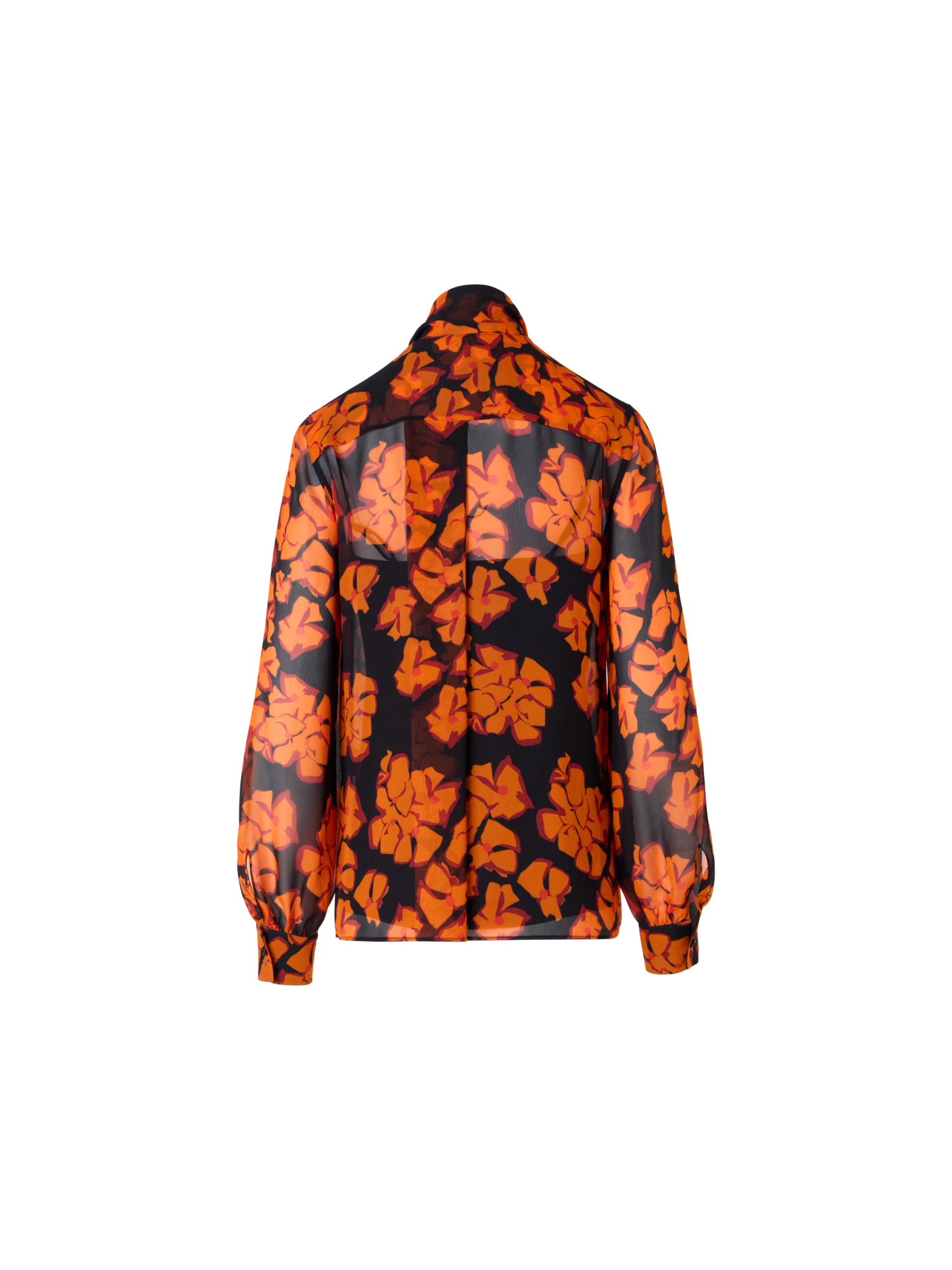 Designer Long-Sleeve Papercut Flower Blouse - multicolor