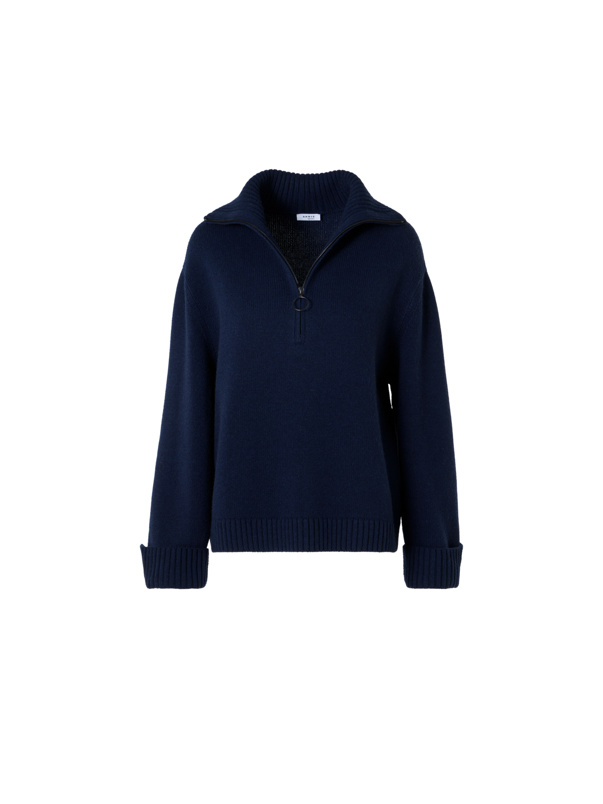 Designer Chunky Yak Knit Sweater - navy