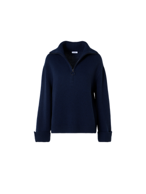 Designer Chunky Yak Knit Sweater - navy