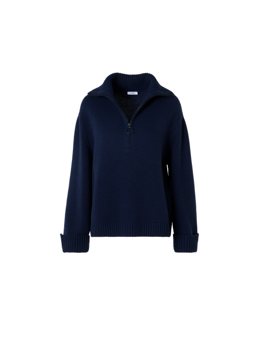 Designer Chunky Yak Knit Sweater - navy