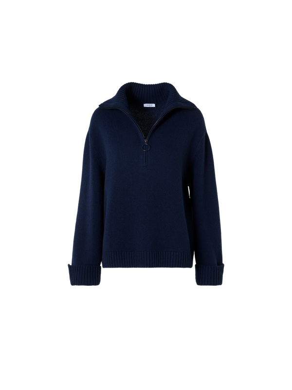 Designer Chunky Yak Knit Sweater - navy