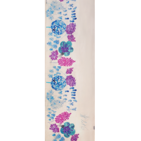 Cashmere Scarf with Denim Blossom Print