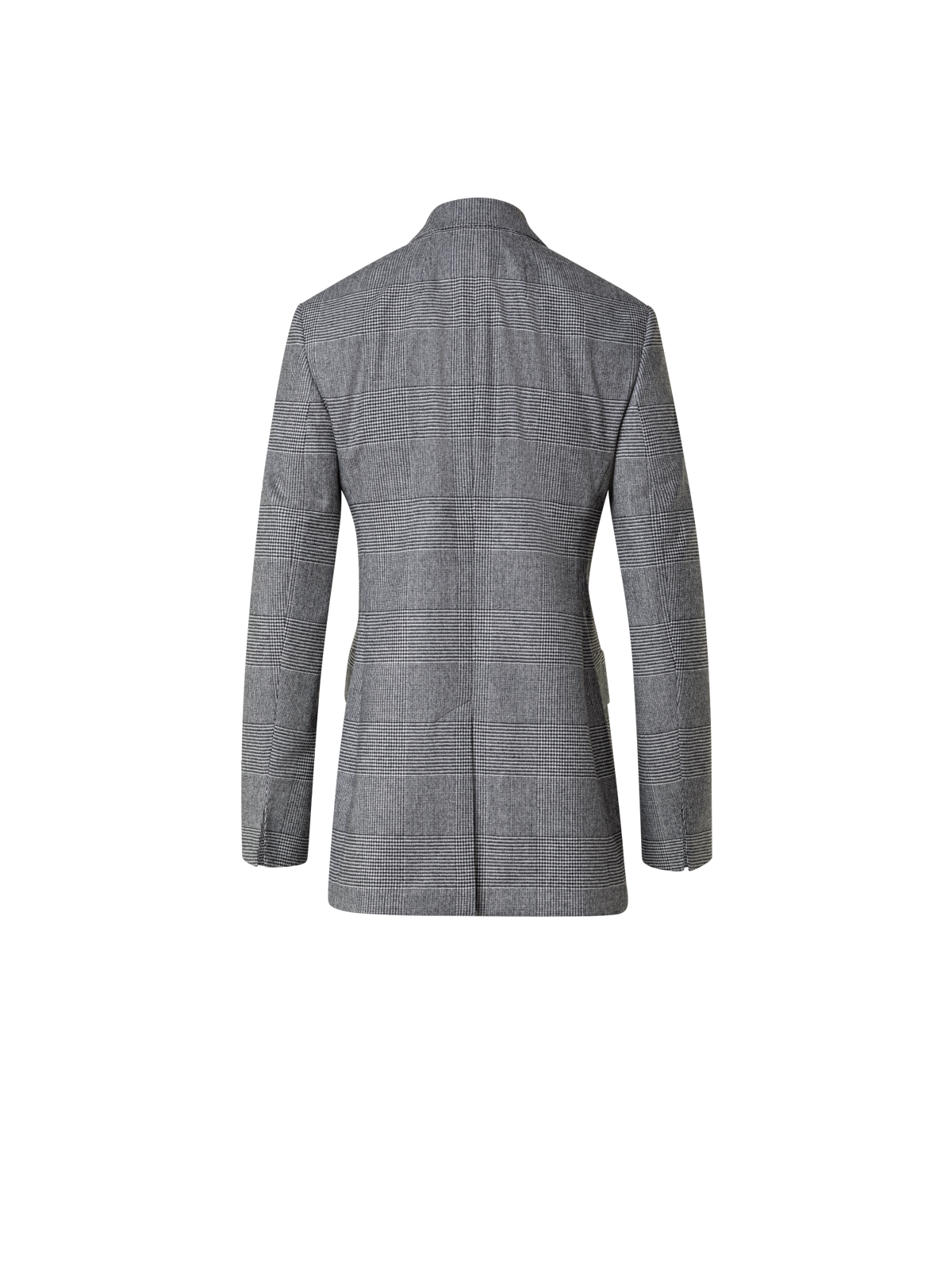 Designer Prince of Wales Checked Jacket in Wool Cashmere - black