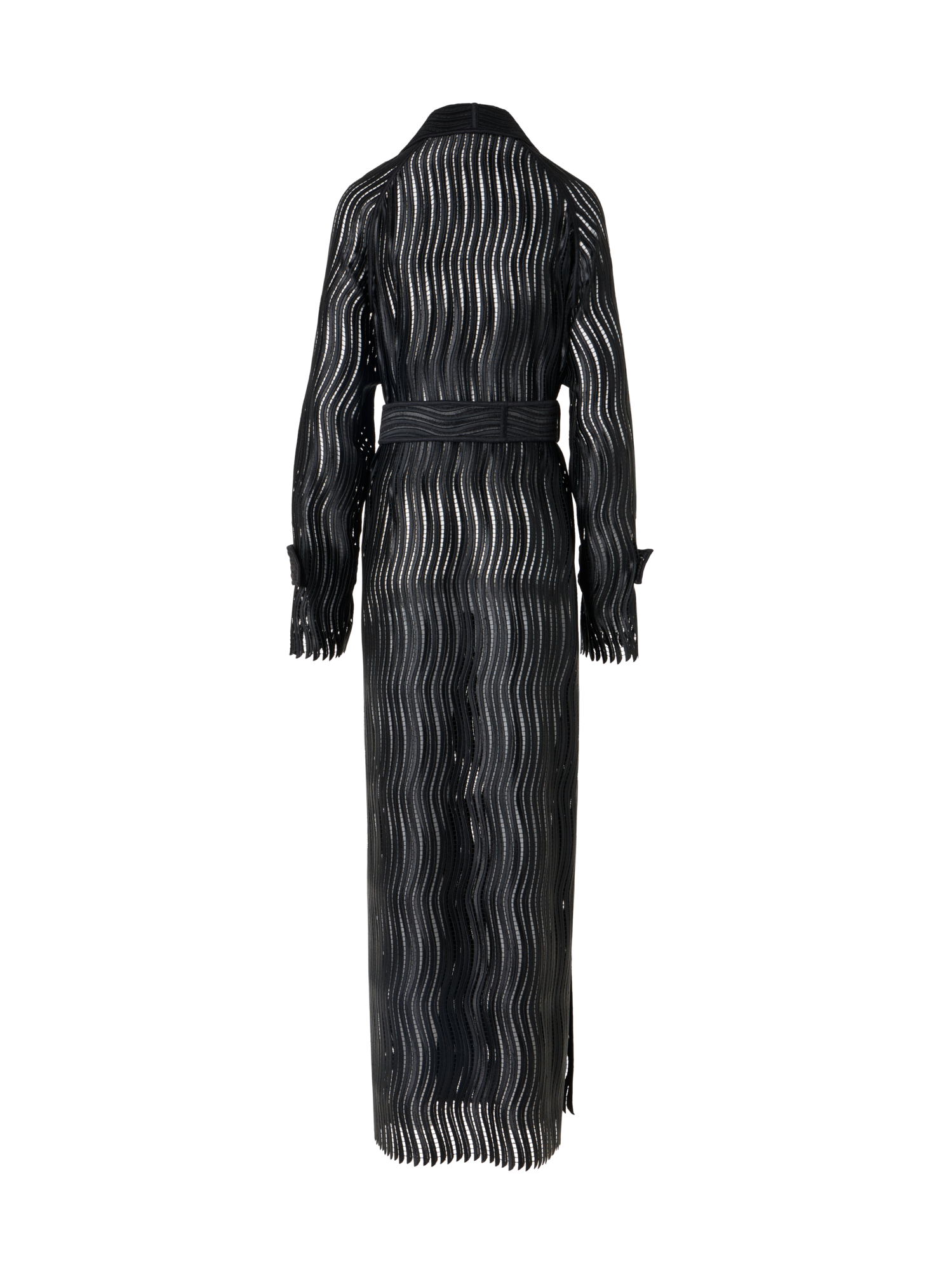 Designer Estelle Long Coat in Wave Guipure - black