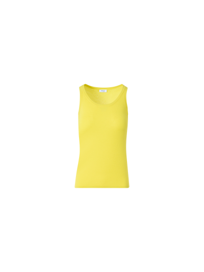 Designer Fitted Merino Wool Tank Top with Scoop Neck - yellow