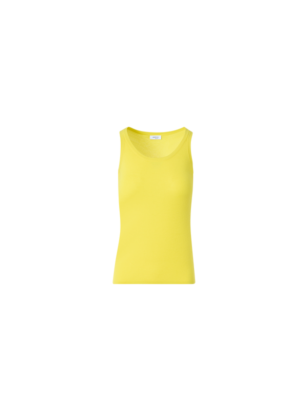 Designer Fitted Merino Wool Tank Top with Scoop Neck - yellow