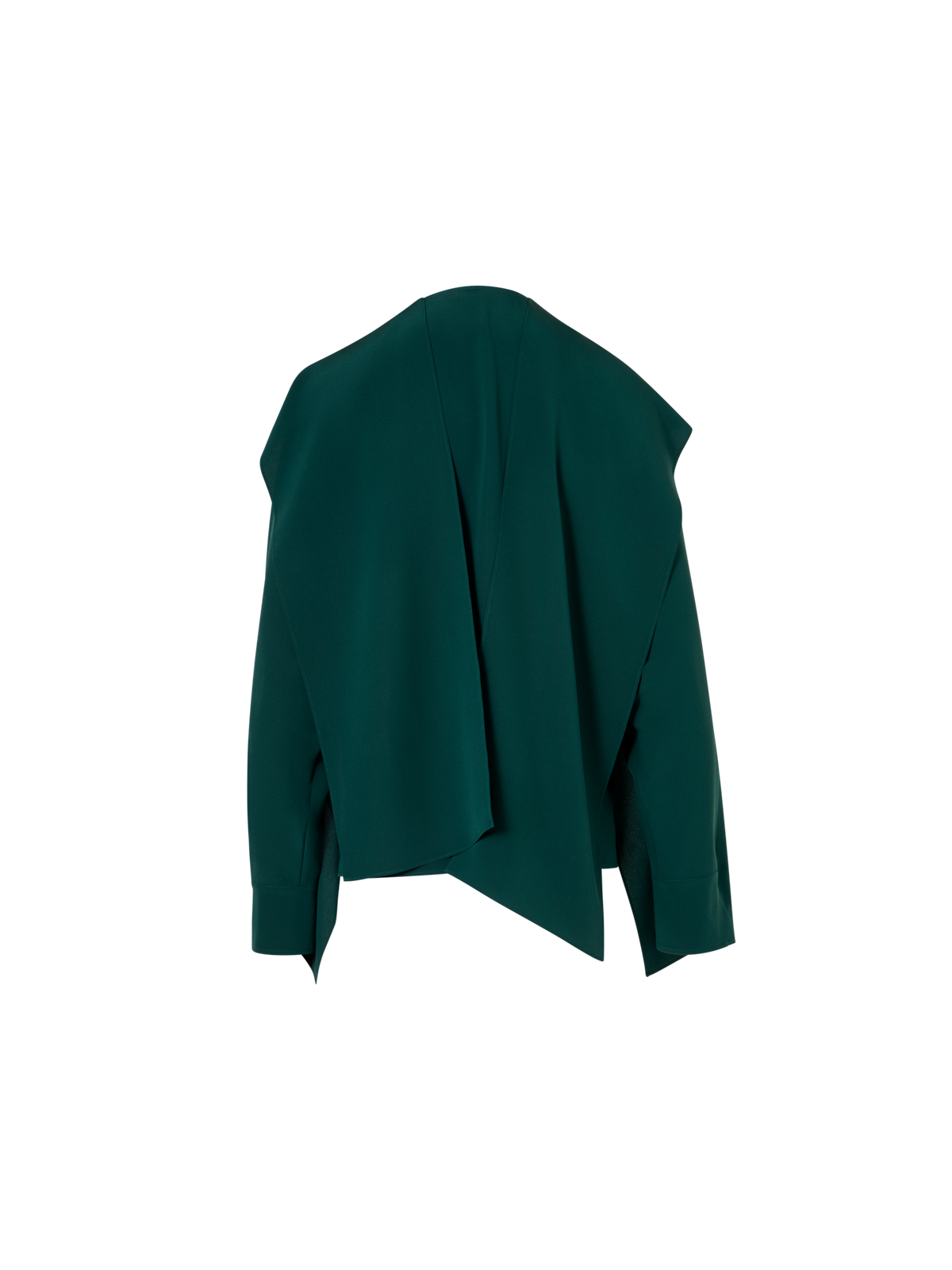 Designer Silk Crêpe Blouse with Flared Panel Sleeves - green