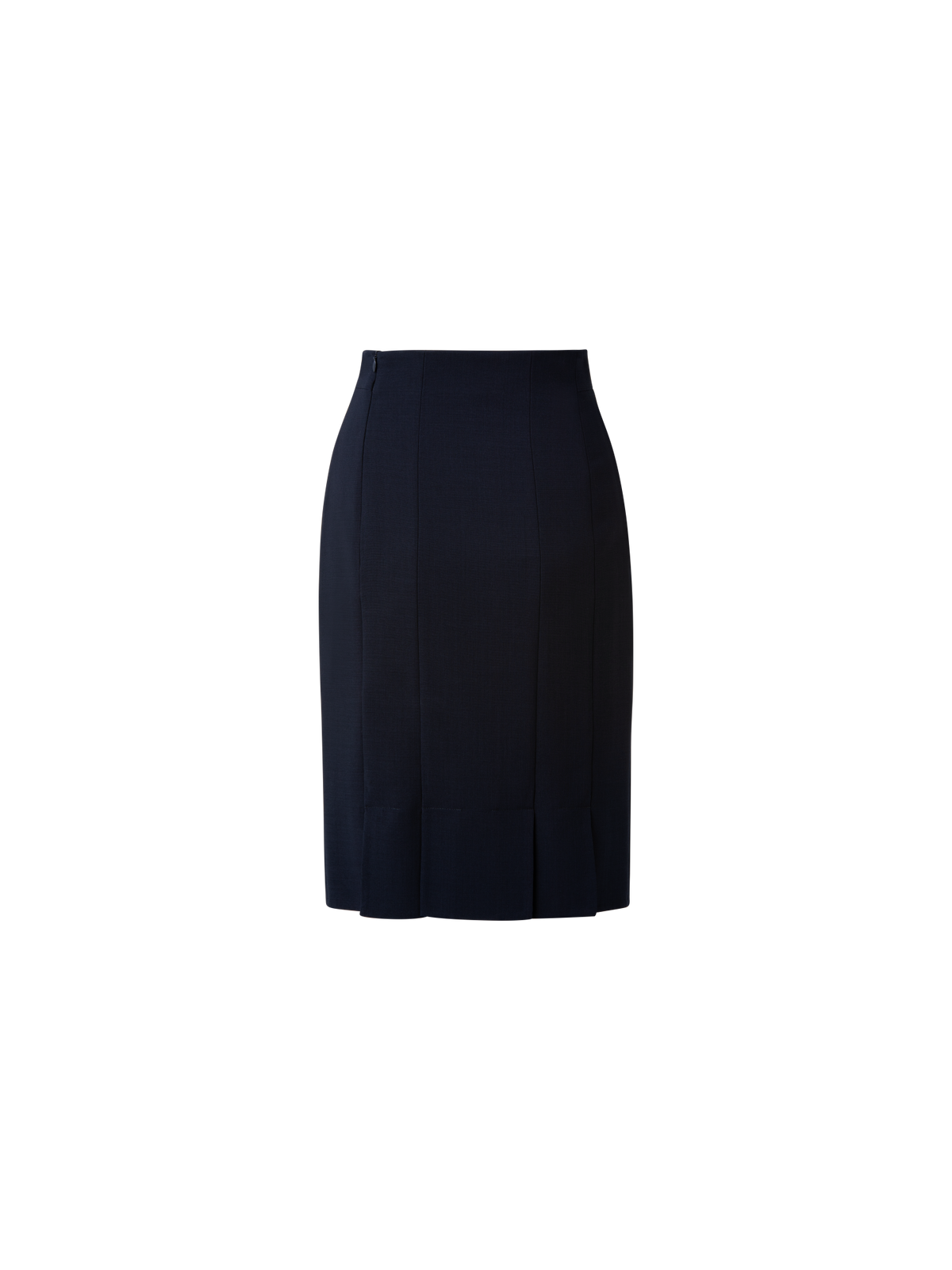 Designer Wool Double-Face Pencil Skirt with Slits - navy - blue