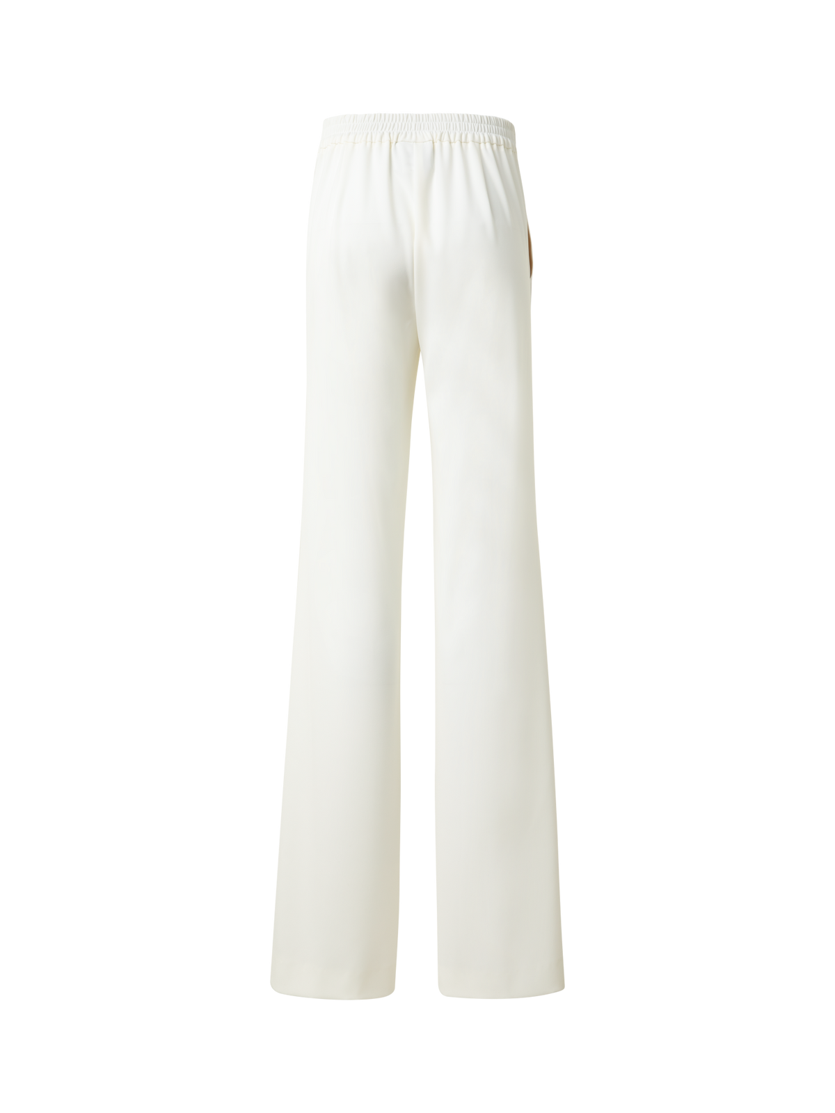 Designer Straight Laser Cut Pants with Elastic Waist - neutral - ecru - white