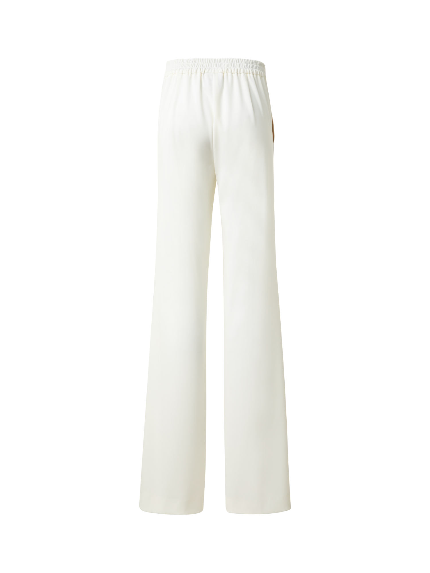 Designer Straight Laser Cut Pants with Elastic Waist - neutral - ecru - white