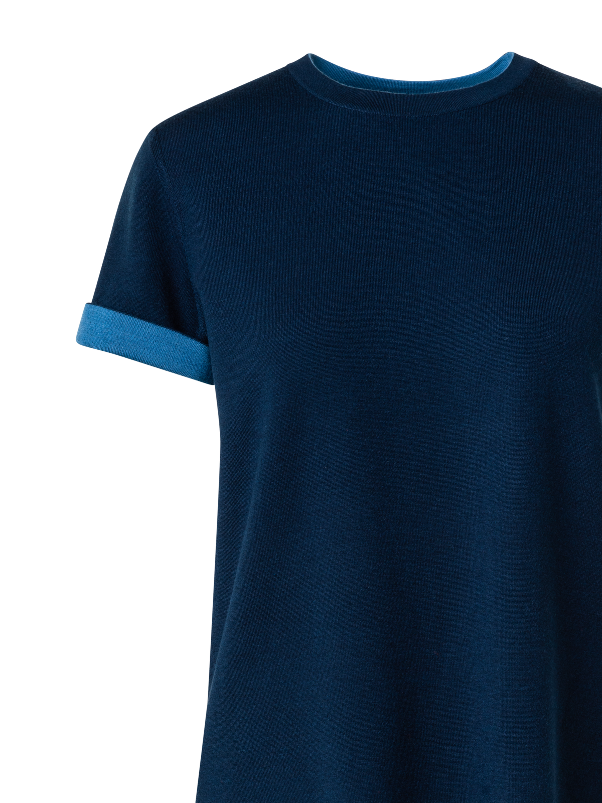 Designer Reversible Wool Silk Stretch Double-Face Top - navy - blue