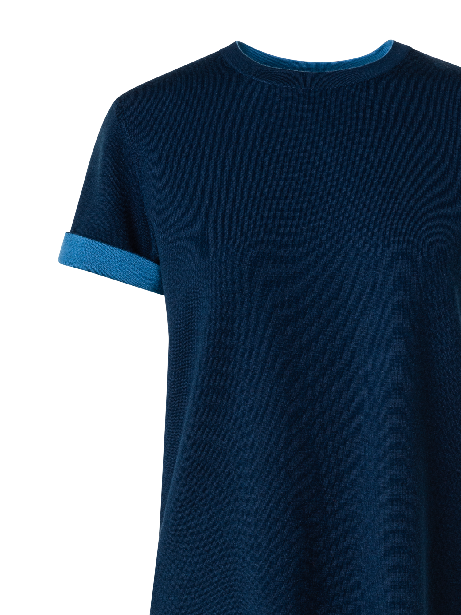 Designer Reversible Wool Silk Stretch Double-Face Top - navy - blue