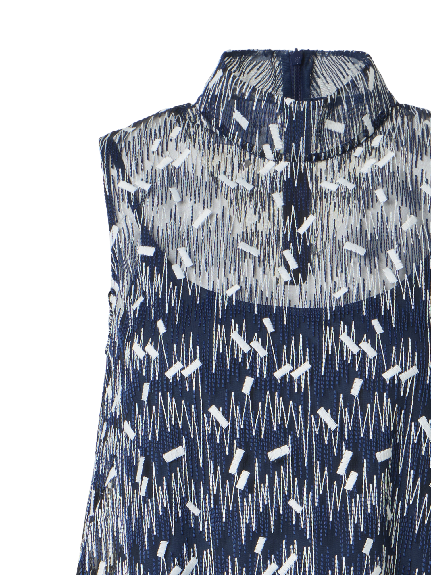 Designer Scribble Dot Embroidered Midi A-Line Dress - blue