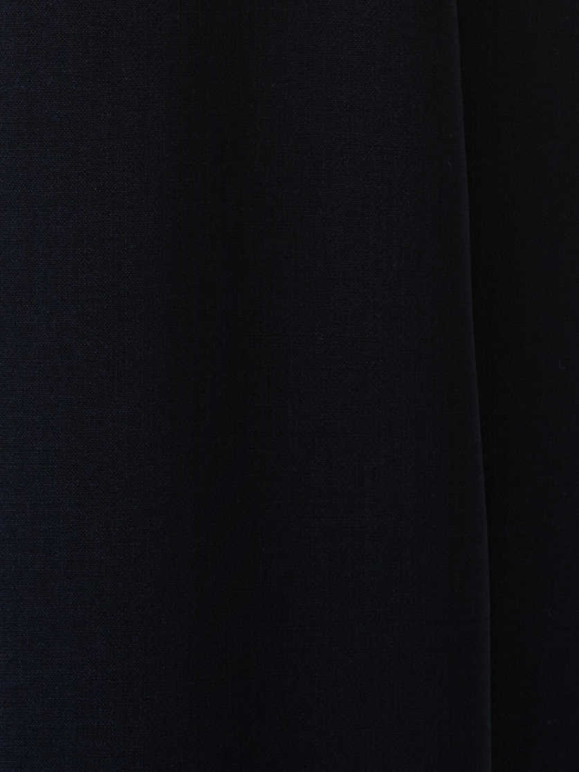 Designer Sleeveless V-Neck Wool Double-Face Sheath Dress - navy - blue