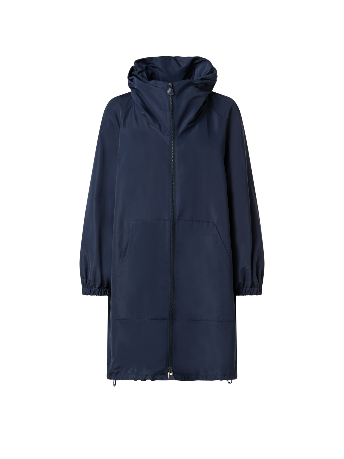 Designer Water-Repellent Silk Taffeta Parka - navy - blue