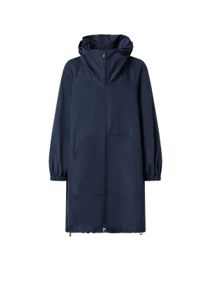 Designer Water-Repellent Silk Taffeta Parka - navy - blue