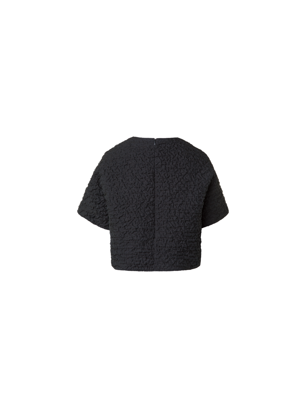 Designer Cropped Blouse in 3D Bubble Organza - black - neutral