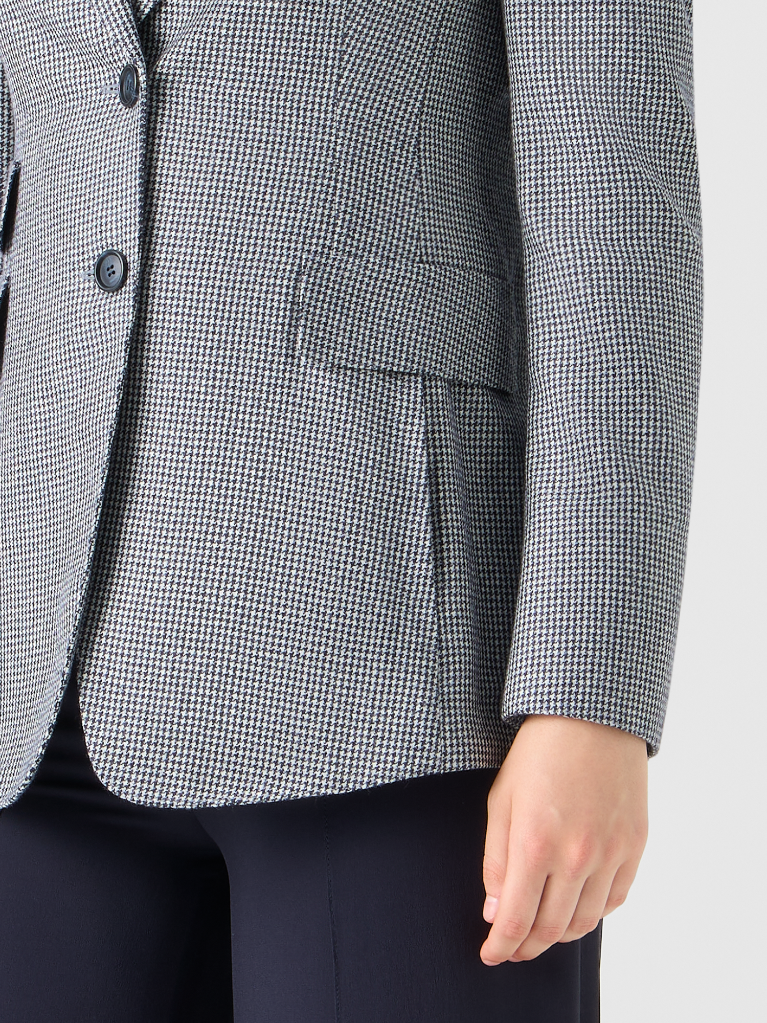 Designer Cashmere Pepita Tailored Blazer - grey 
