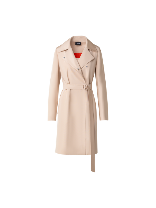 Designer Water Repellent Silk Trench Coat - neutral - beige