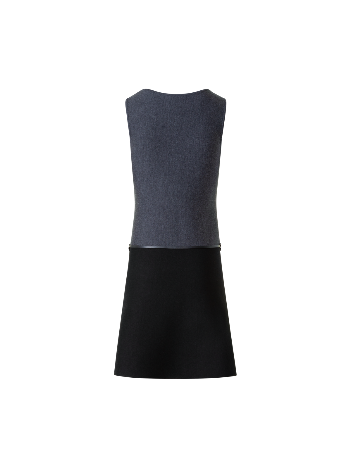 Designer A-Line Belted Milano Knit Mini Dress - black - neutral - grey - multicolor