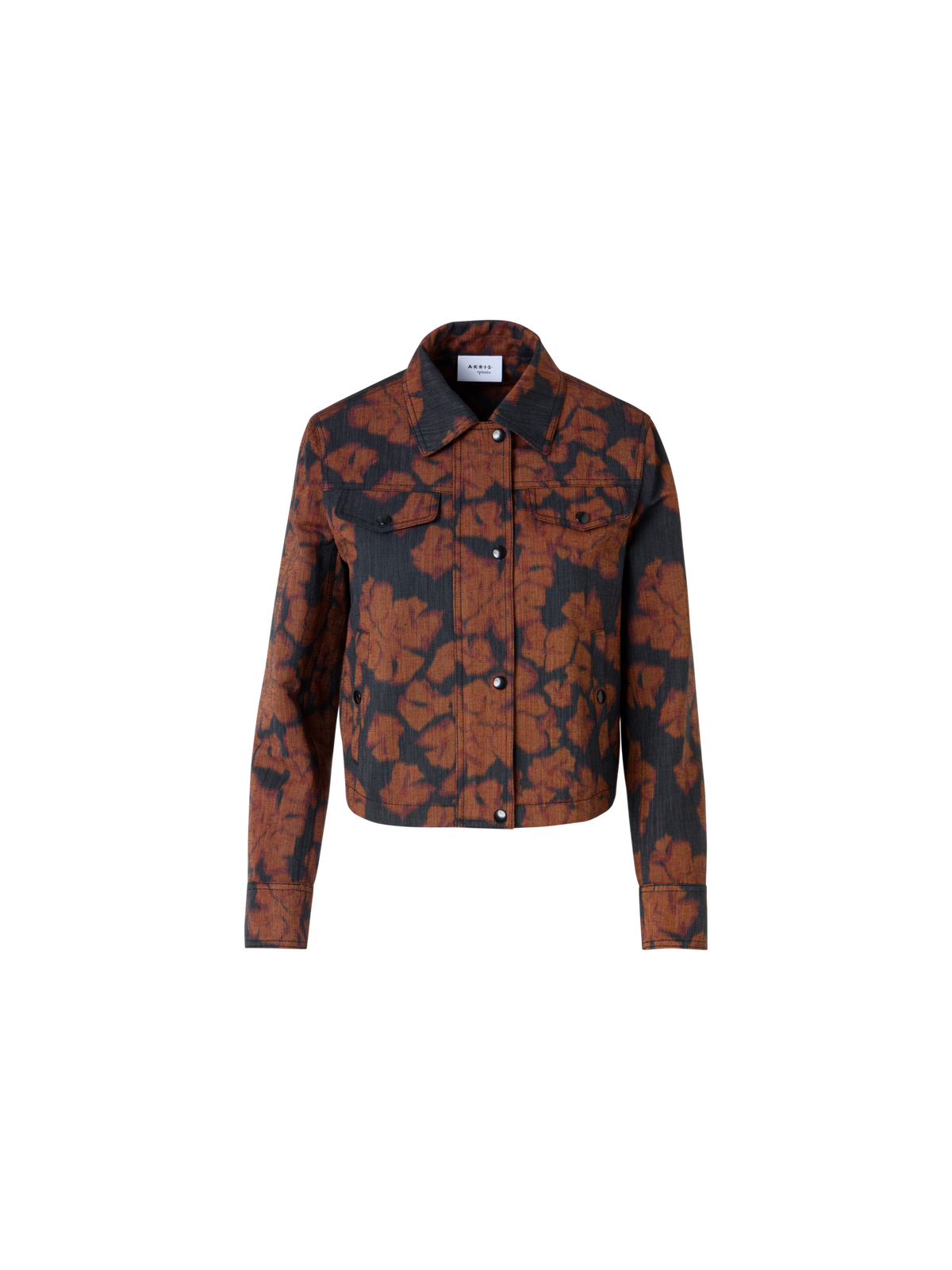 Designer Long-Sleeve Ikat Flower Short Jacket - multicolor