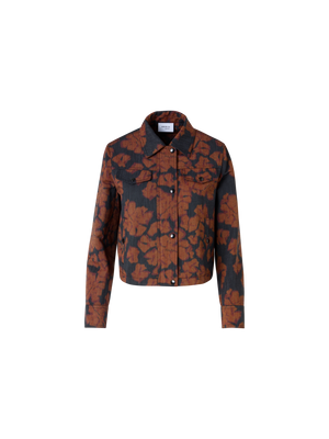 Designer Long-Sleeve Ikat Flower Short Jacket - multicolor