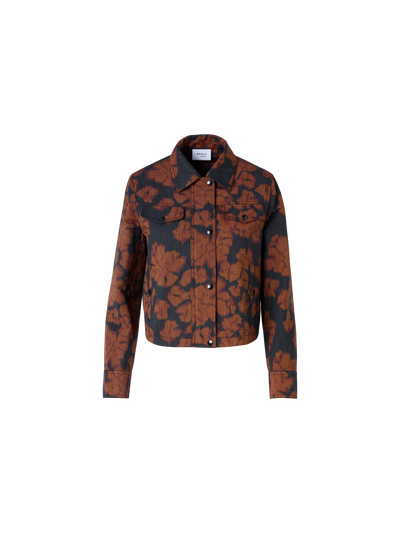 Designer Long-Sleeve Ikat Flower Short Jacket - multicolor