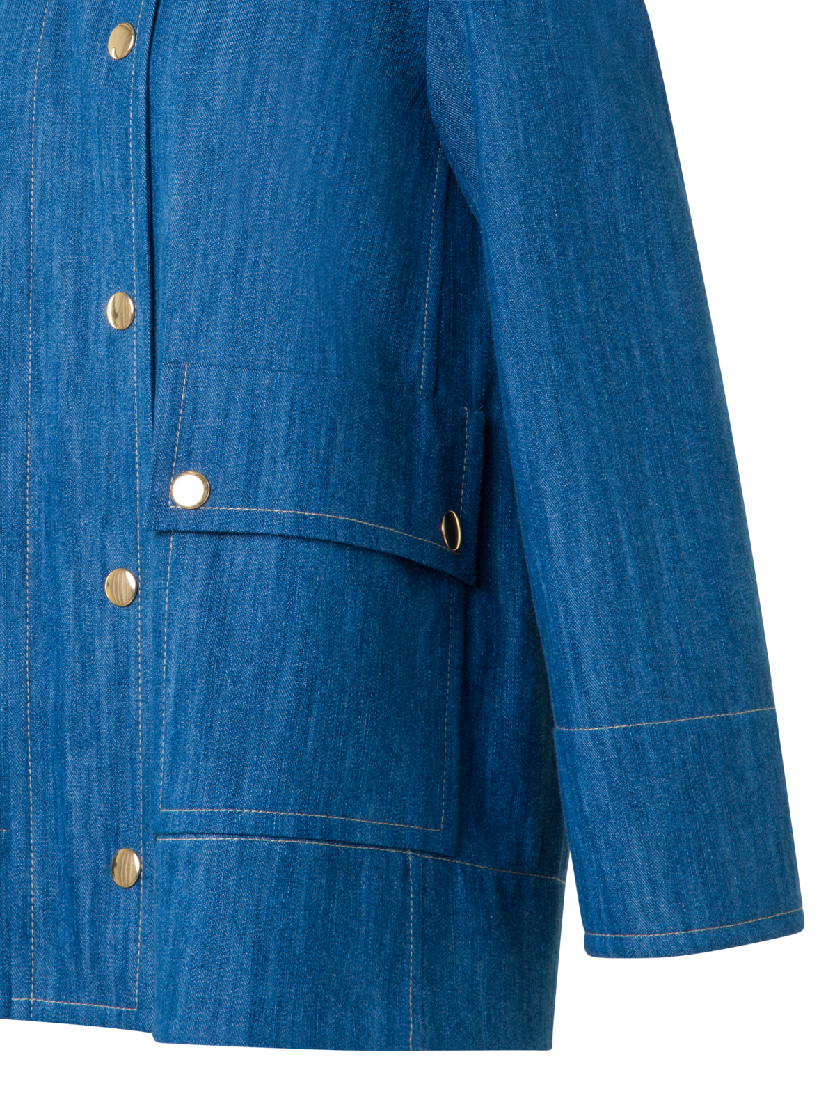 Designer Oversized Cotton Stretch Denim Parka - blue - multicolor