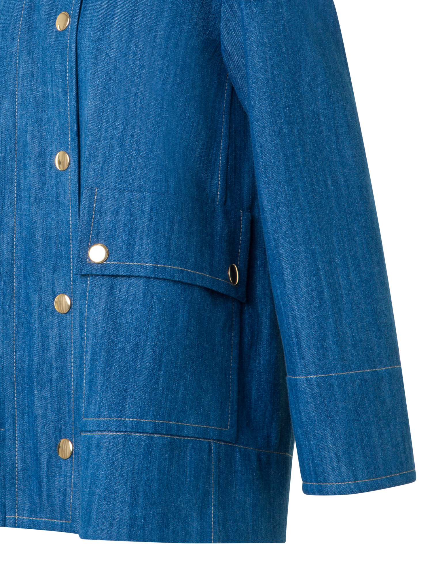 Designer Oversized Cotton Stretch Denim Parka - blue - multicolor