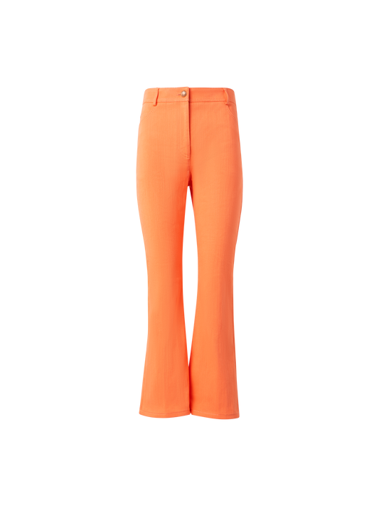 Designer Cropped Bootcut Cotton Denim Stretch Pants - pastel - orange