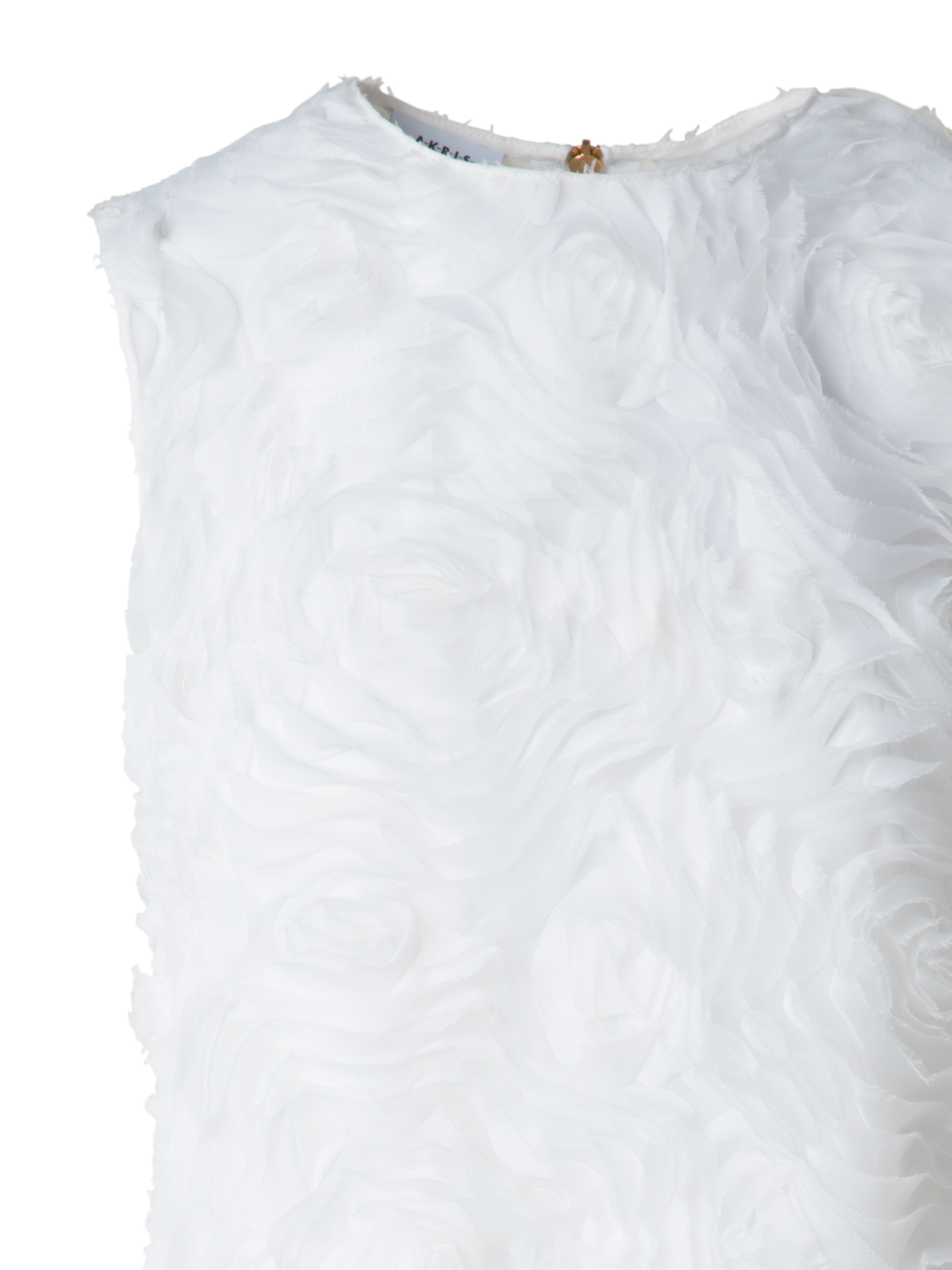 Designer Sleeveless Blouse with 3D Carnation Embroidery - neutral - ecru - white