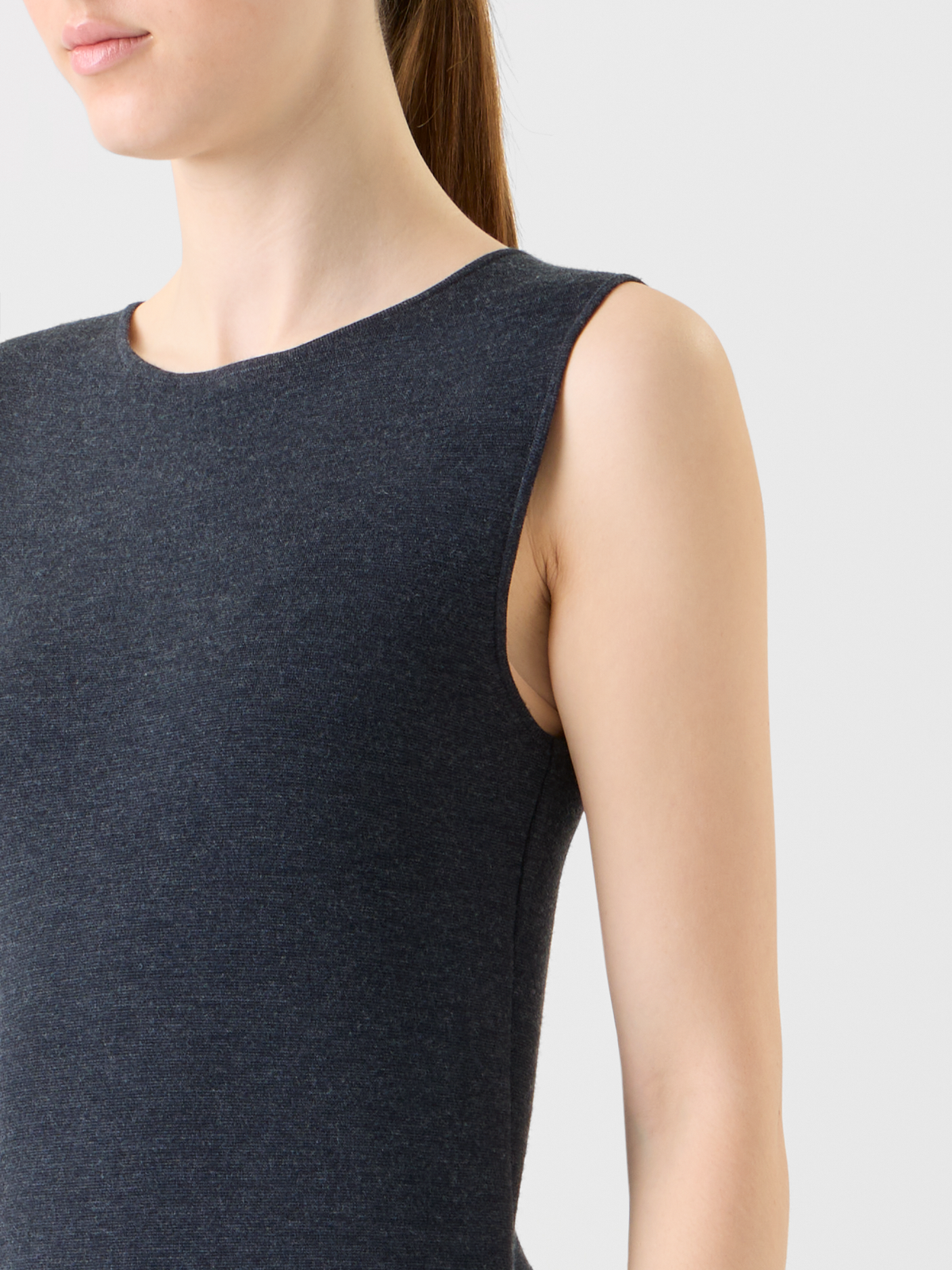 Designer Milano Wool Knit Sheath Midi Dress - neutral - grey #editorial