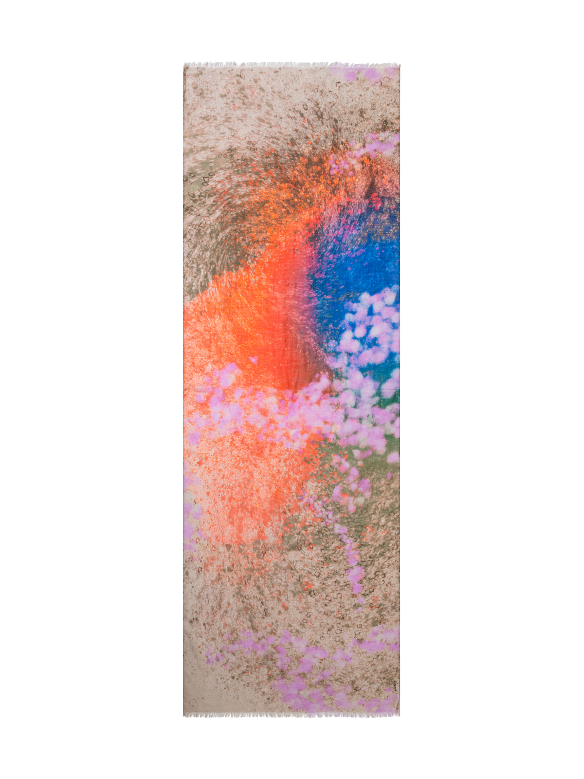 Designer Cashmere Silk Scarf with Waterlilly print - multicolor