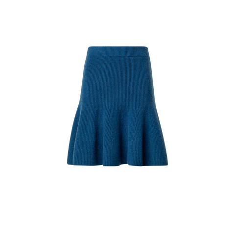 Short Cashmere A-Line Rib Knit Skirt