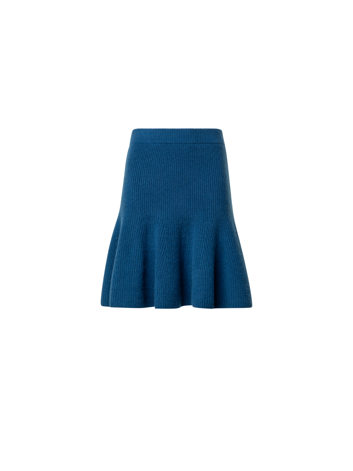 Designer Short Cashmere A-Line Rib Knit Skirt - blue
