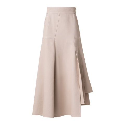 Asymetrical Midi Skirt in Cotton Double-Face