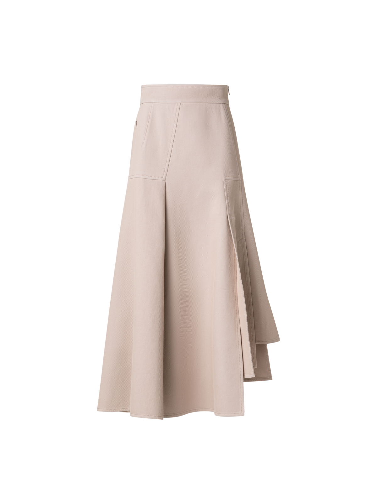 Designer Asymetrical Midi Skirt in Cotton Double-Face - neutral - pastel - beige