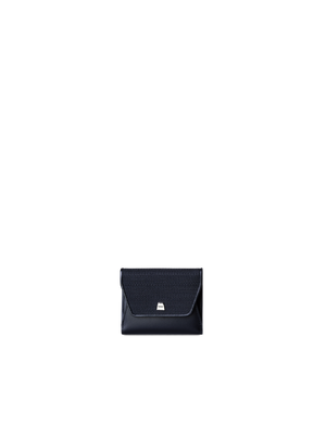 Designer Compact Wallet in Horsehair and Leather - black