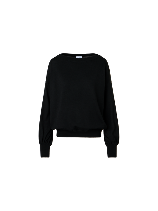 Designer Off-Shoulder Merino Wool Sweater - black